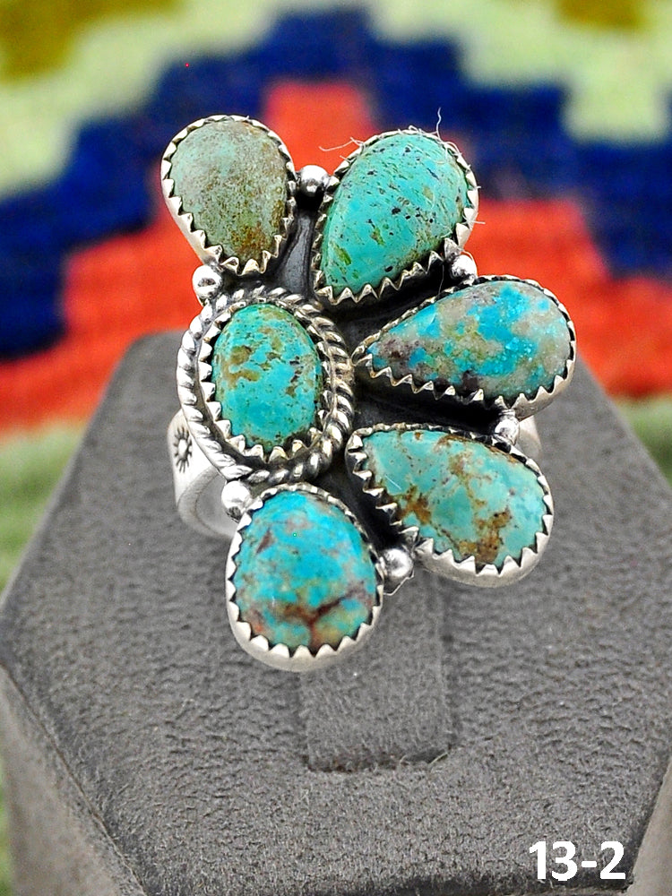 Southwest Handmade Cripple Creek Turquoise & Sterling Silver Adjustable Ring