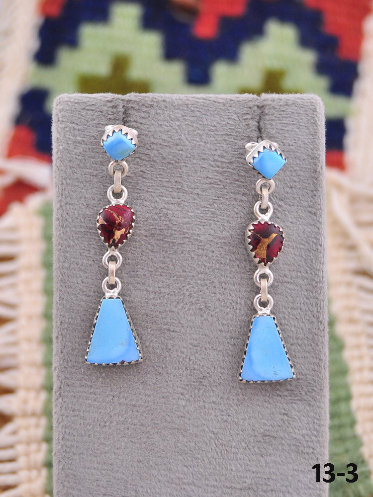 Southwest Made Multi Stone & Sterling Silver Post Earrings