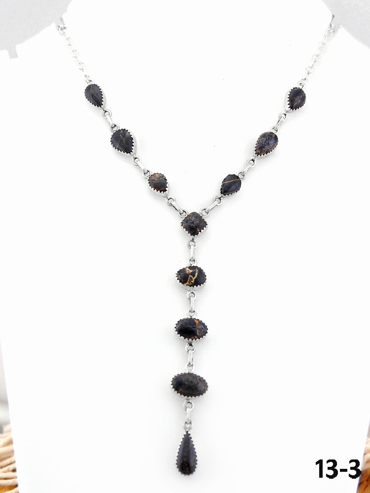 Southwest Handmade Black Jack & Sterling Silver Necklace