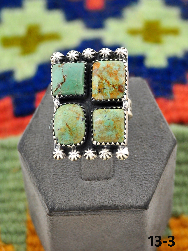 Southwest Handmade Cripple Creek Turquoise & Sterling Silver Adjustable Ring