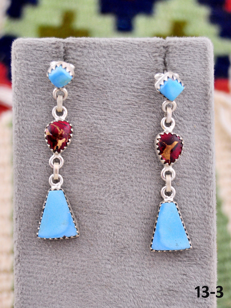 Southwest Made Multi Stone & Sterling Silver Post Earrings