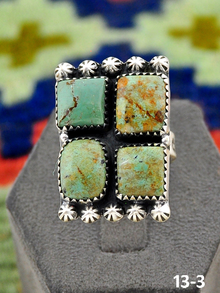 Southwest Handmade Cripple Creek Turquoise & Sterling Silver Adjustable Ring