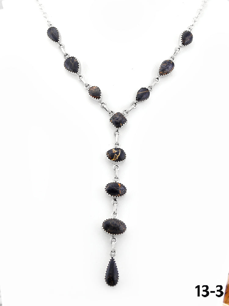 Southwest Handmade Black Jack & Sterling Silver Necklace