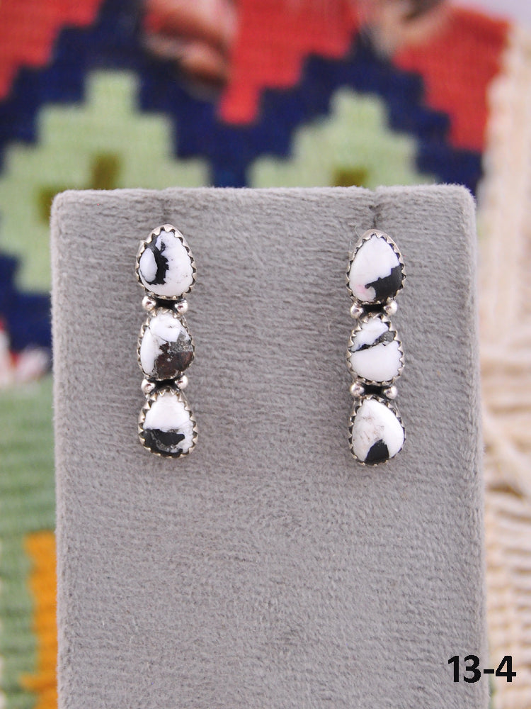 Southwest Made White Buffalo & Sterling Silver Post Earrings