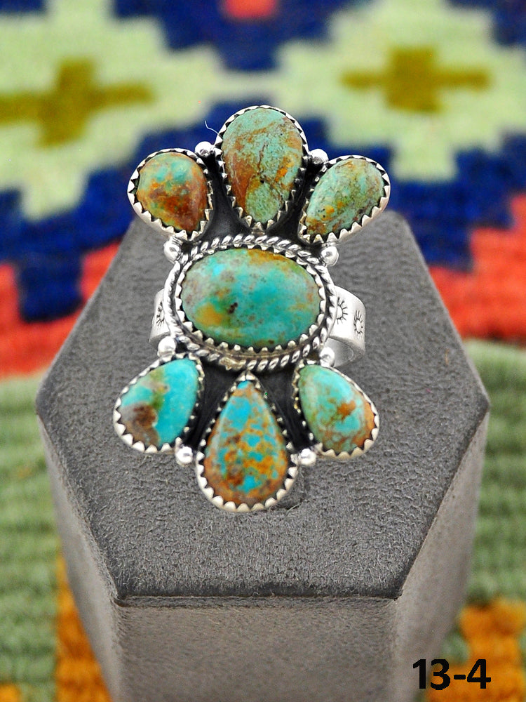 Southwest Handmade Cripple Creek Turquoise & Sterling Silver Adjustable Ring