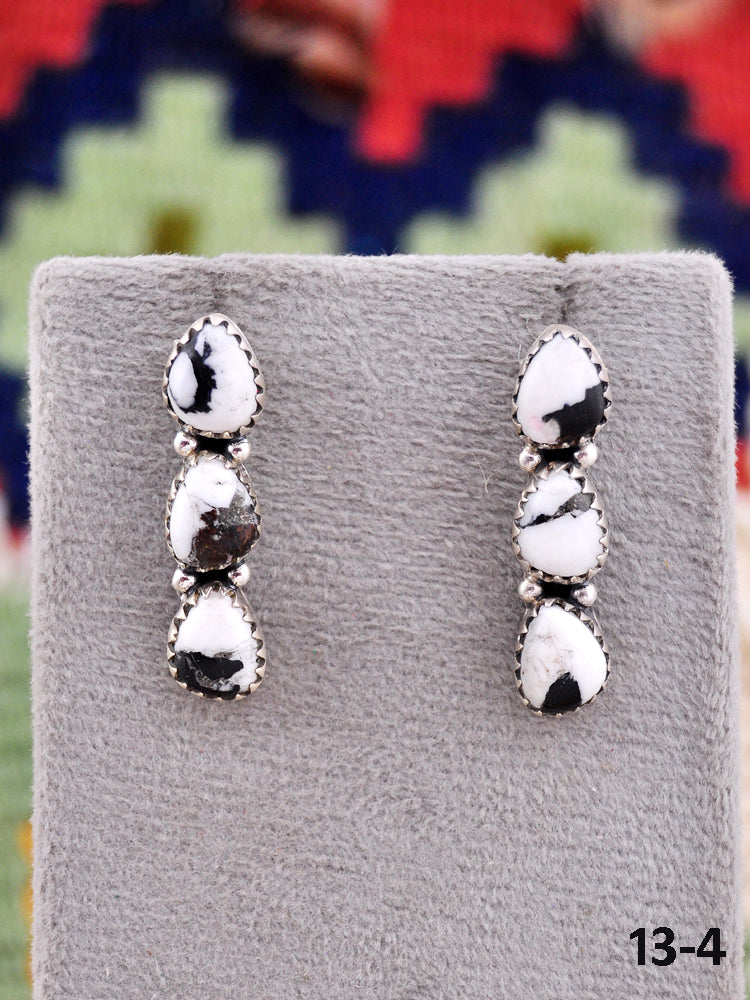 Southwest Made White Buffalo & Sterling Silver Post Earrings