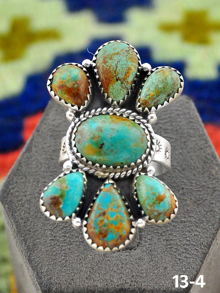 Southwest Handmade Cripple Creek Turquoise & Sterling Silver Adjustable Ring