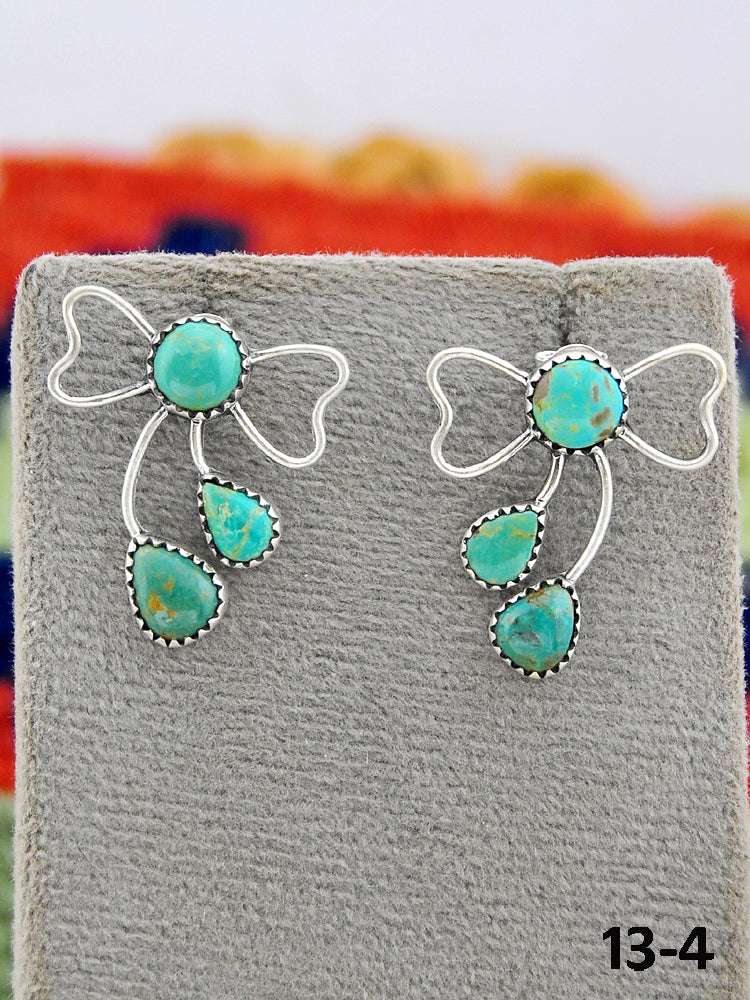 Southwest Made Cripple Creek Turquoise & Sterling Silver Post Earrings