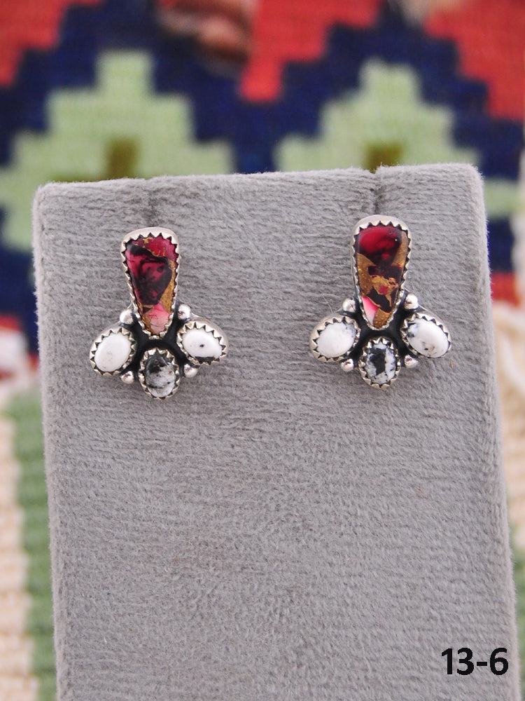 Southwest Made Multi Stone & Sterling Silver Post Earrings