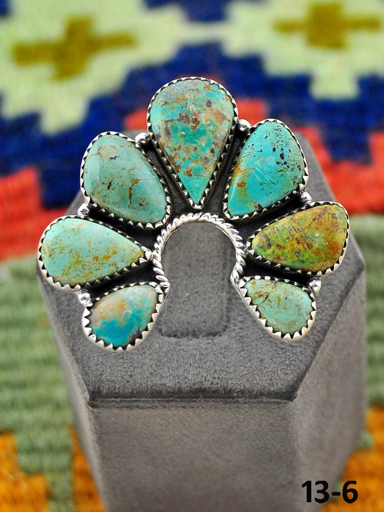 Southwest Handmade Cripple Creek Turquoise & Sterling Silver Adjustable Ring