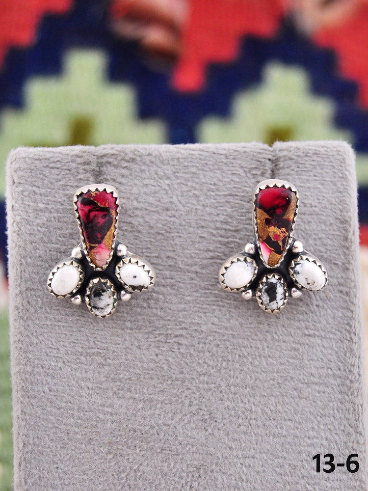 Southwest Made Multi Stone & Sterling Silver Post Earrings