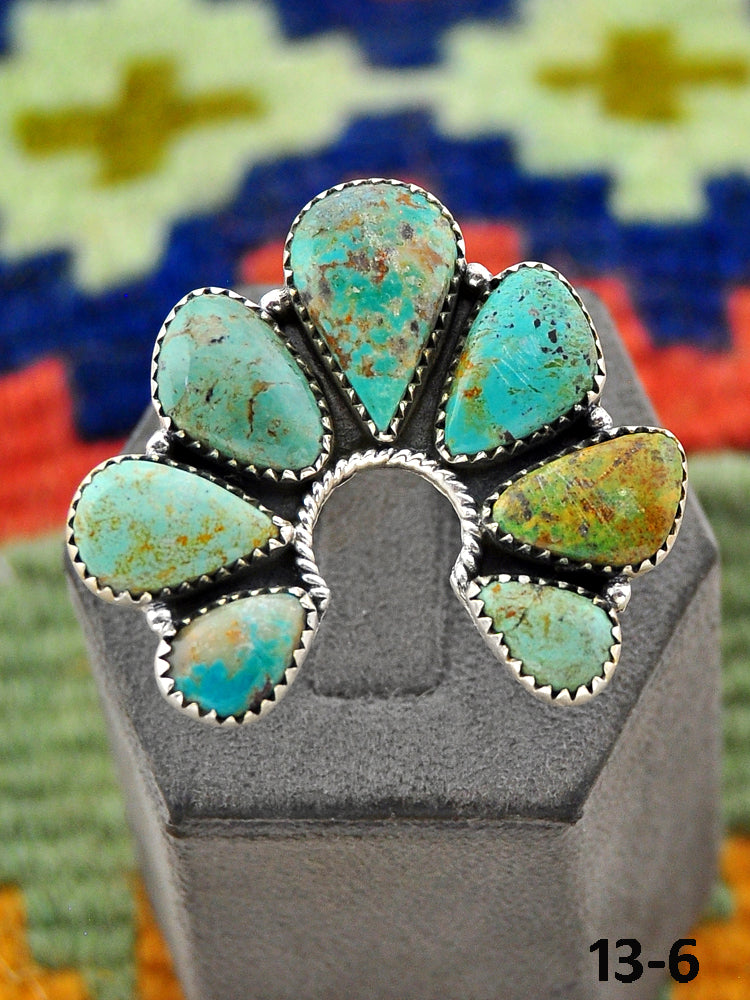 Southwest Handmade Cripple Creek Turquoise & Sterling Silver Adjustable Ring