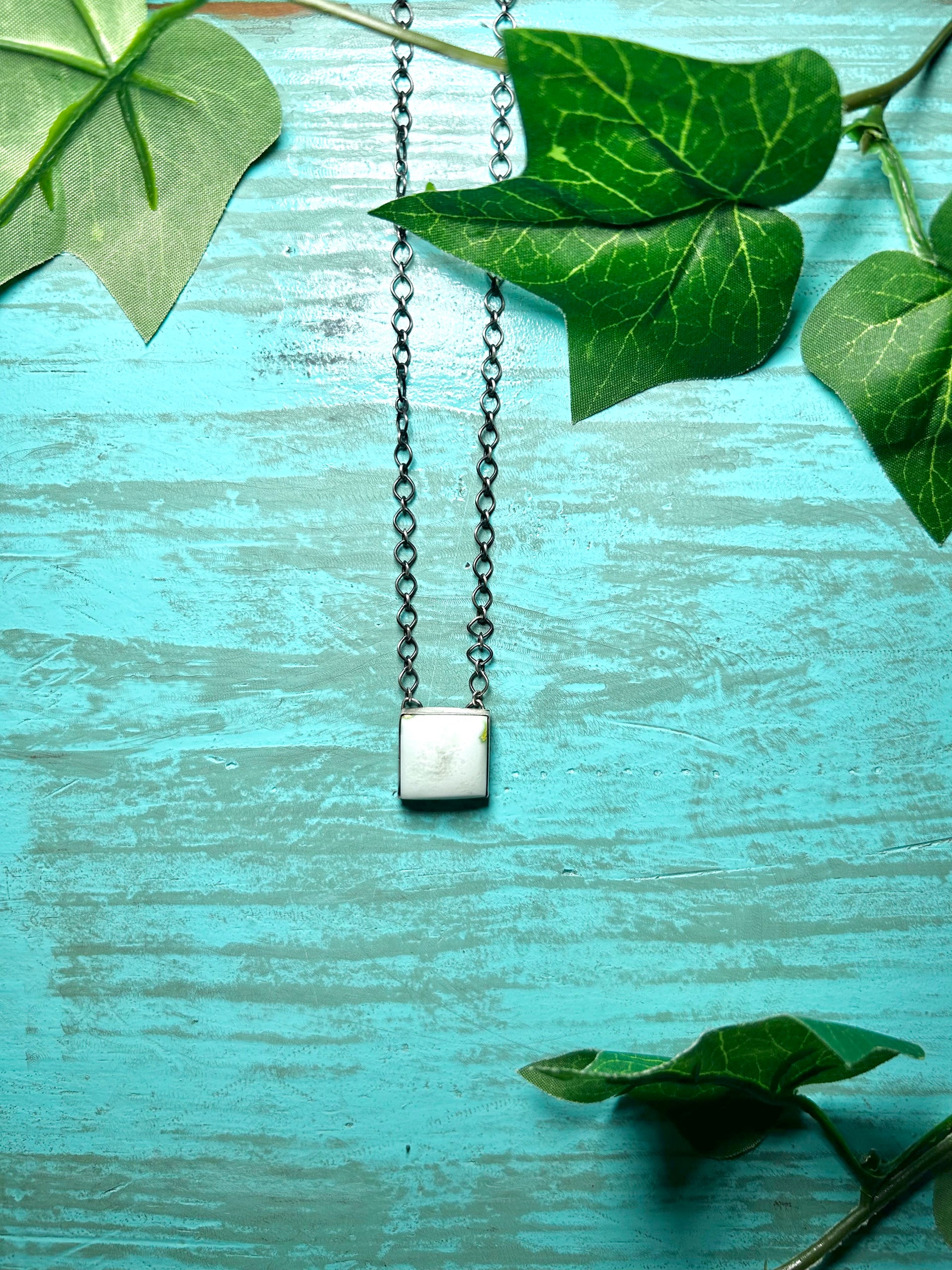 Navajo Made Palomino Variscite & Sterling Silver Necklace