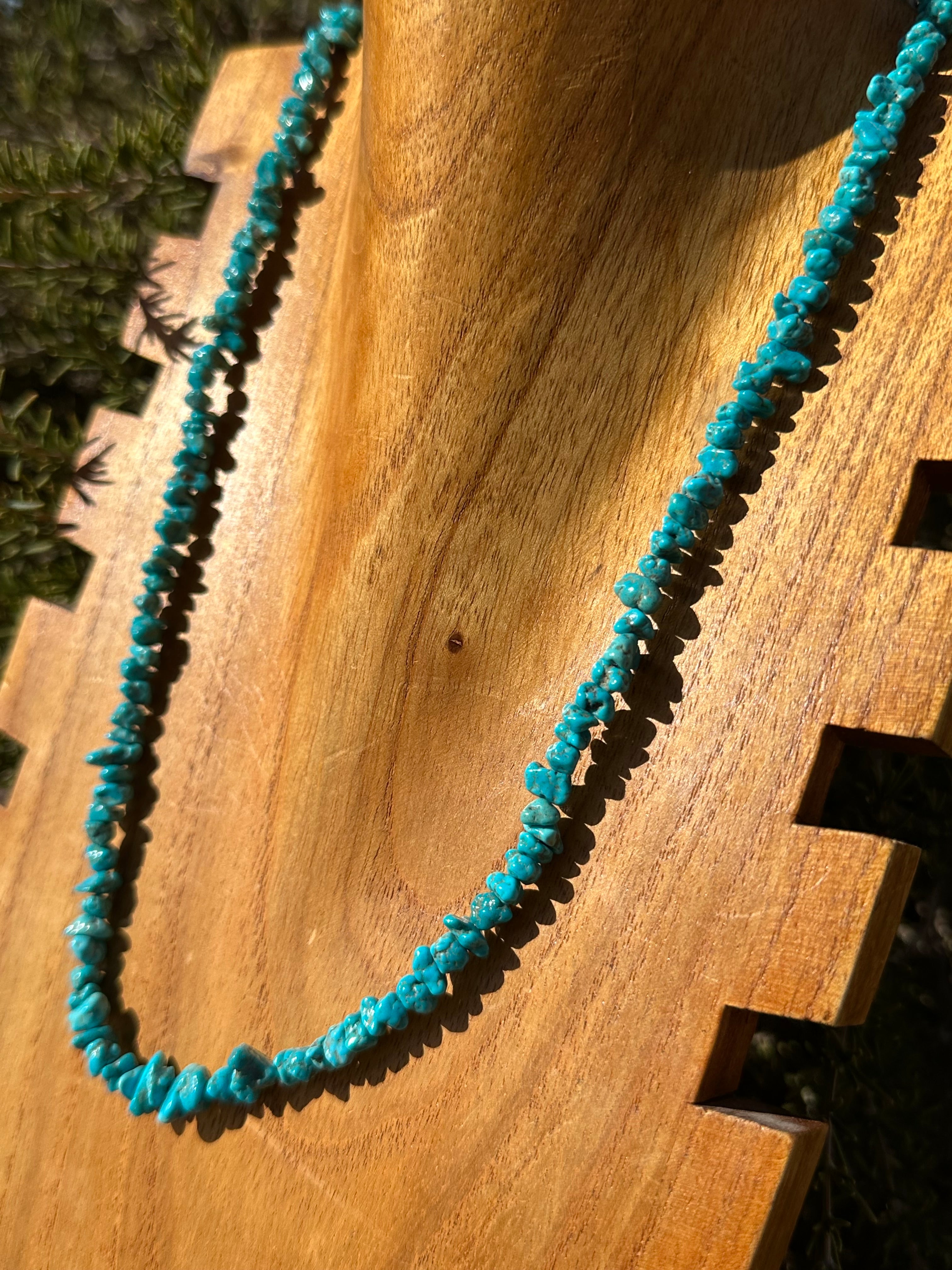 Navajo Strung Kingman Turquoise & Sterling Silver Beaded Necklace