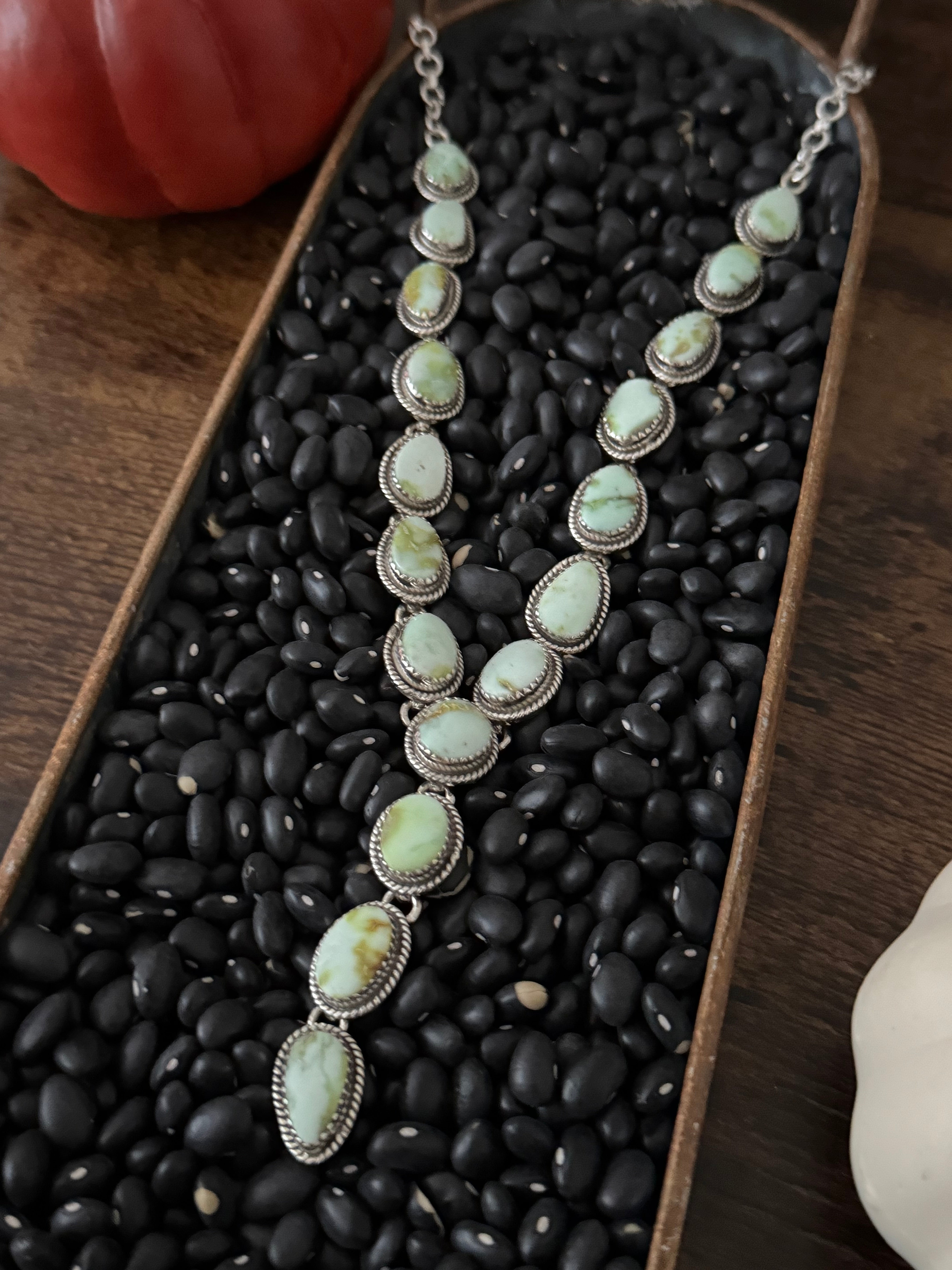 TTD Palomino Variscite & Sterling Silver Lariat Necklace