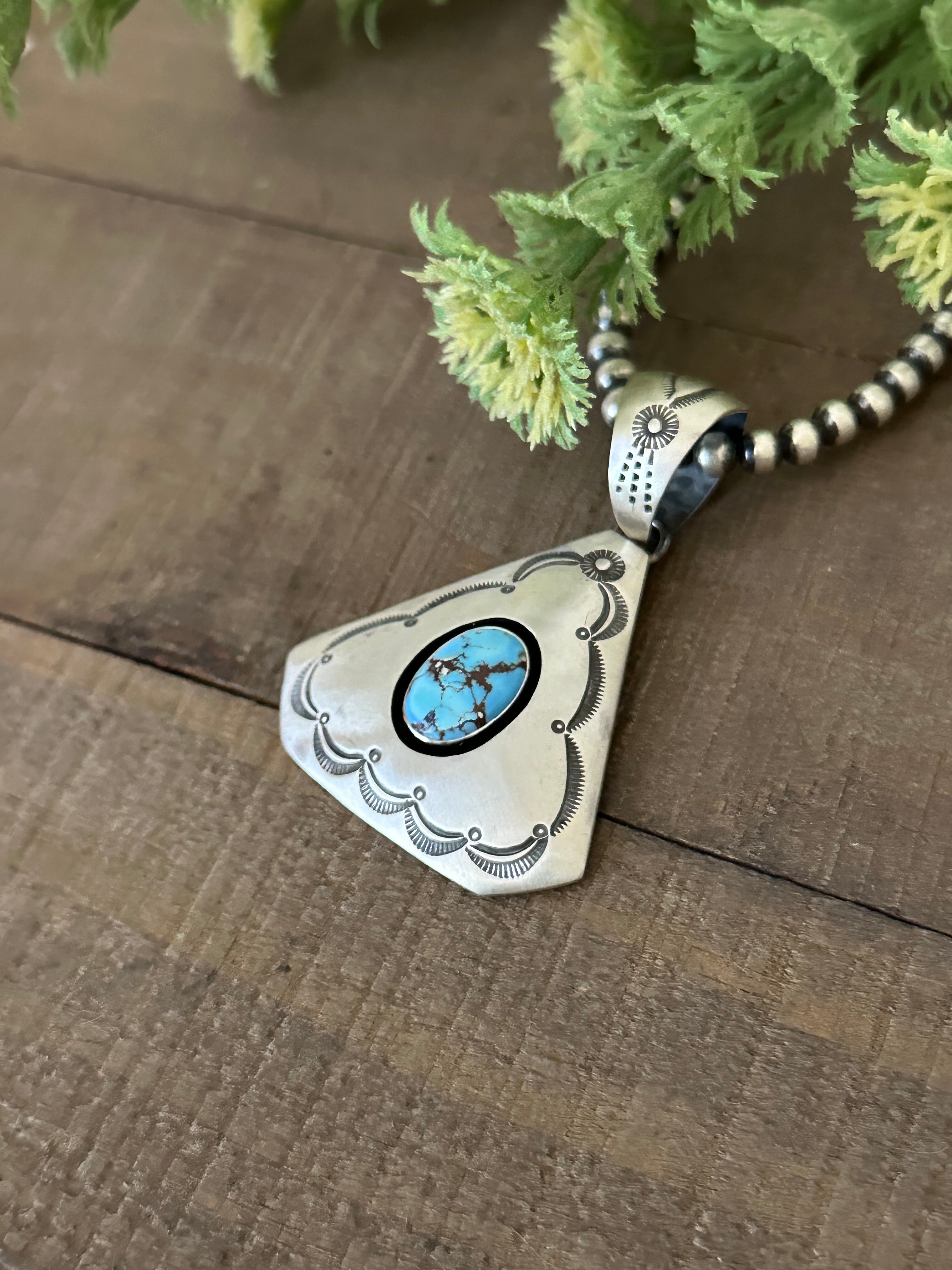 P Begay Golden Hills Turquoise & Sterling Silver Pendant
