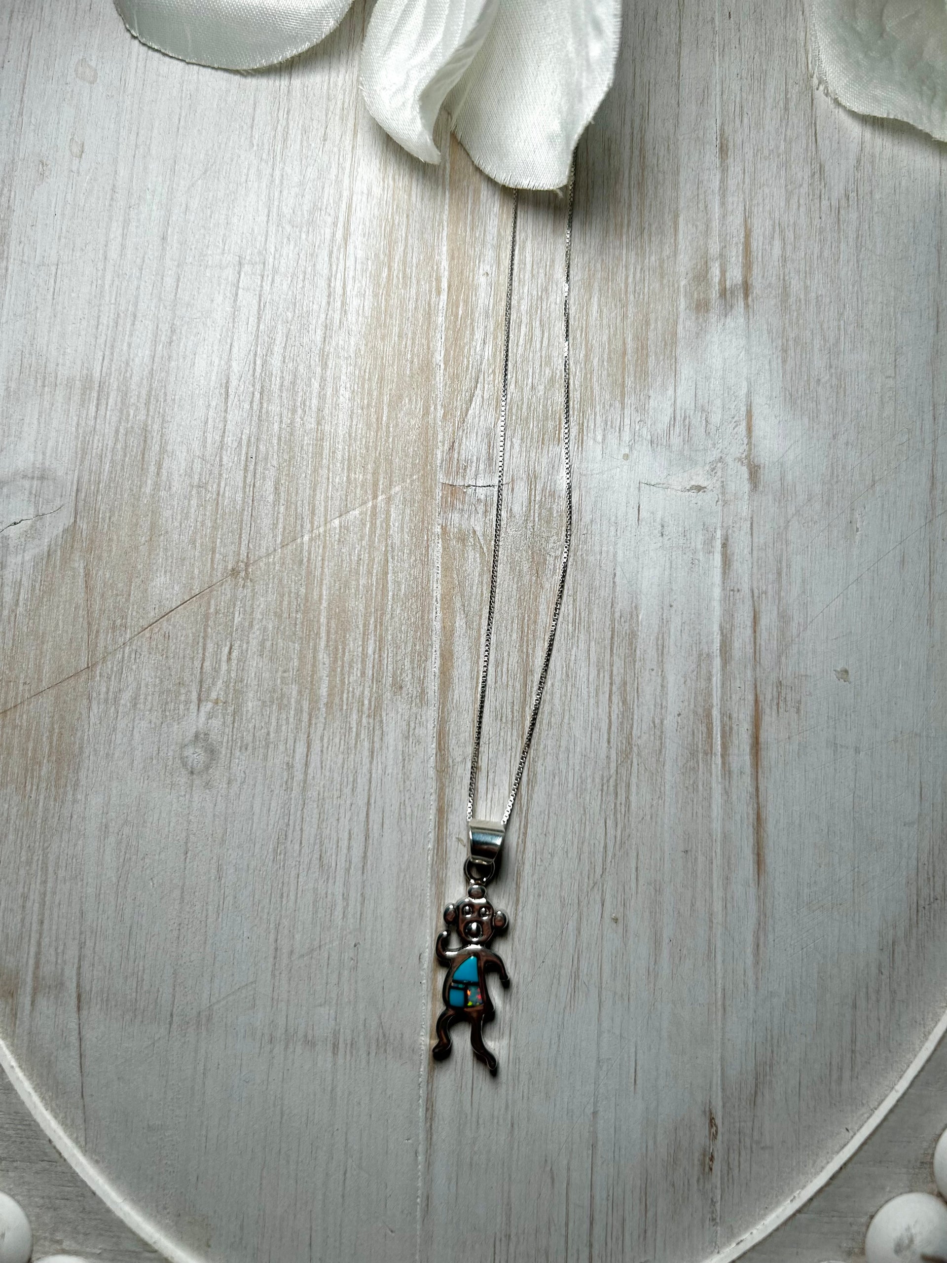 Navajo Made Multi Stone & Sterling Silver Necklace