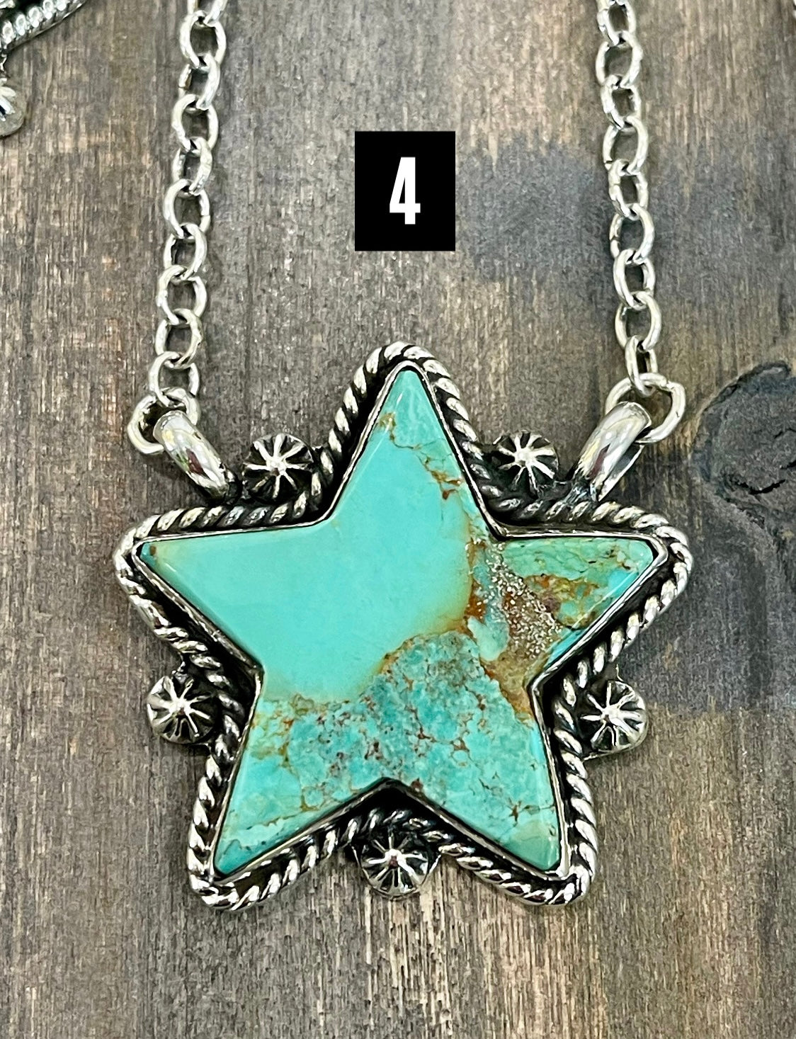 Southwest Handmade Kingman Turquoise & Sterling Silver Star Necklace