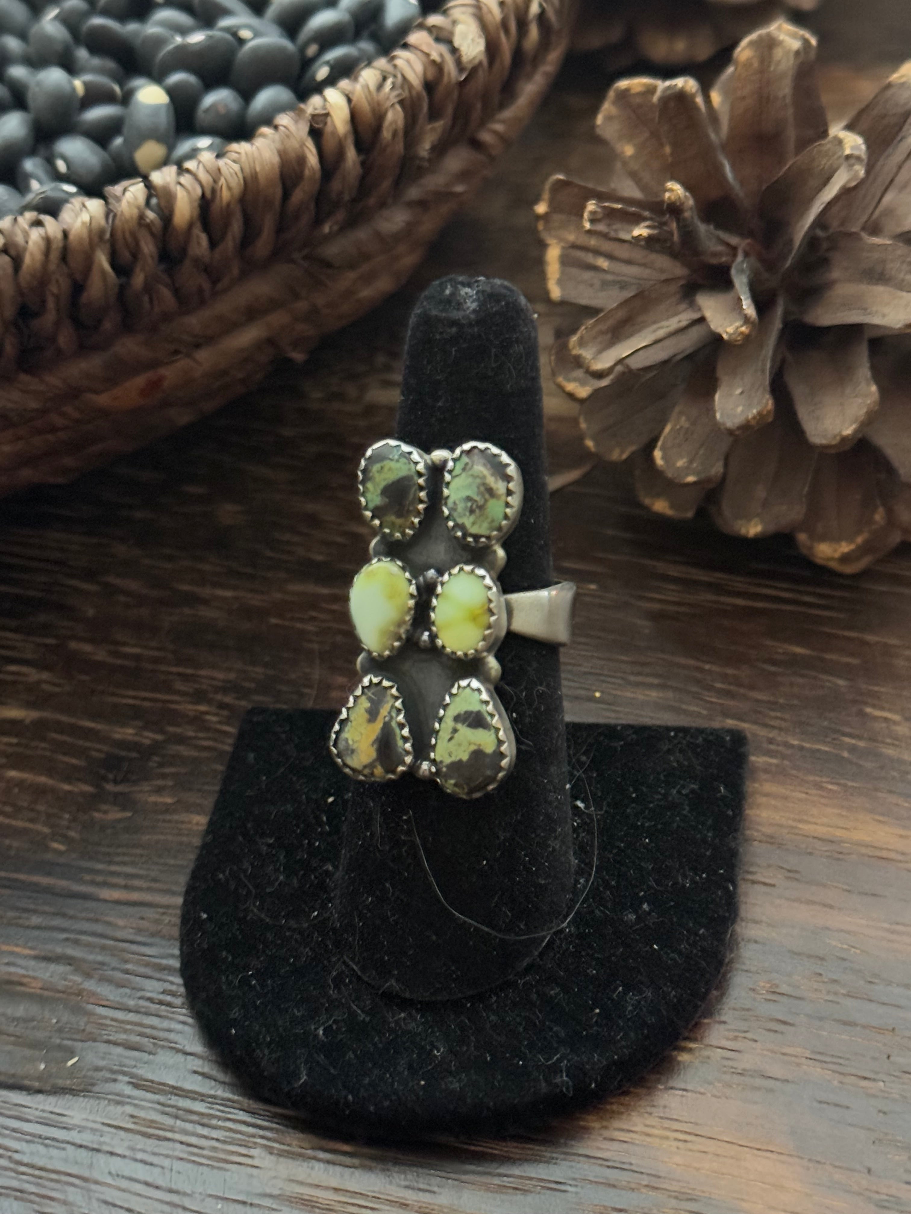 Southwest Handmade Multi Stone & Sterling Silver Adjustable Ring