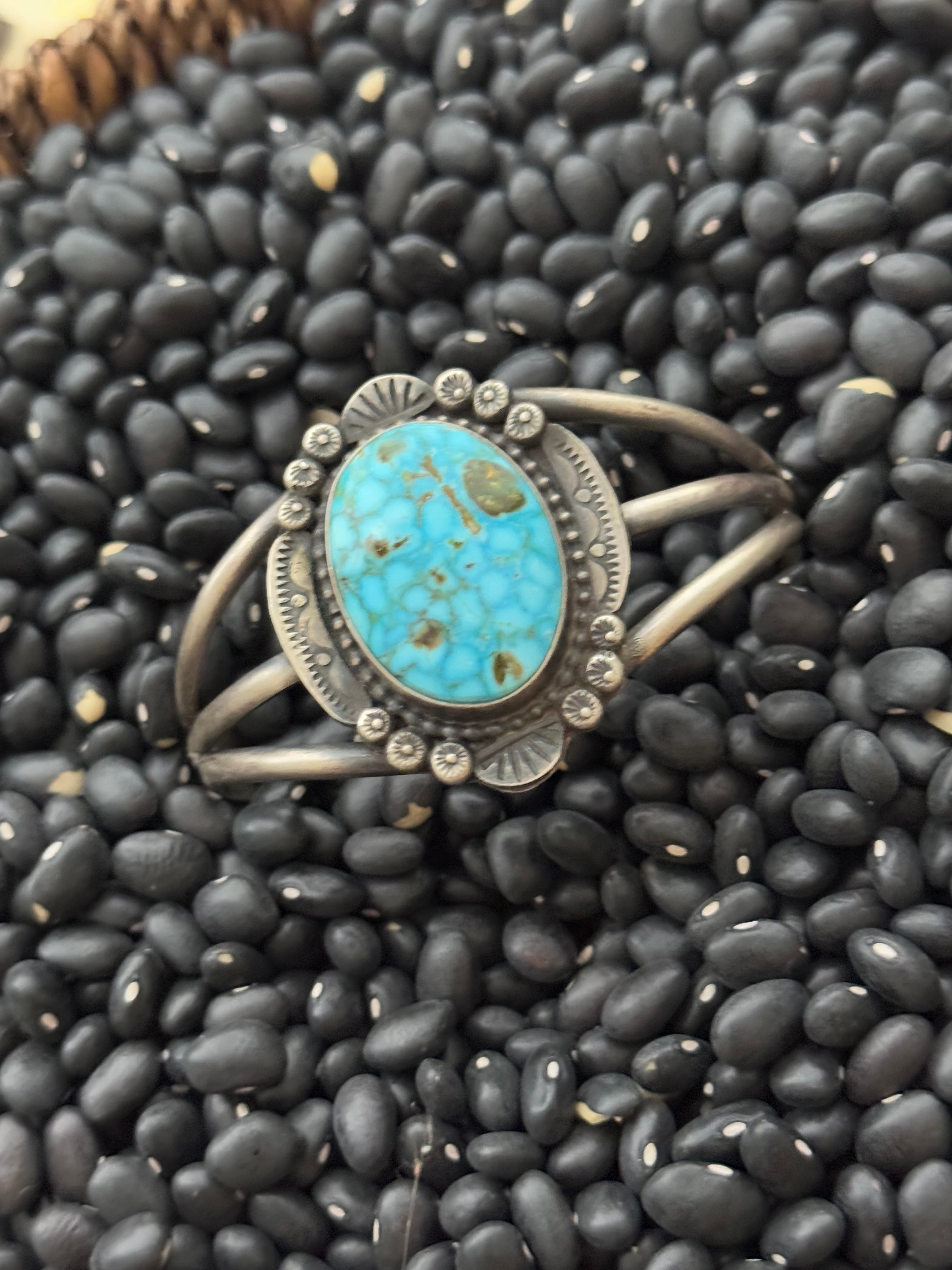 Sheila Becenti Birdseye Kingman Turquoise & Sterling Silver Cuff Bracelet