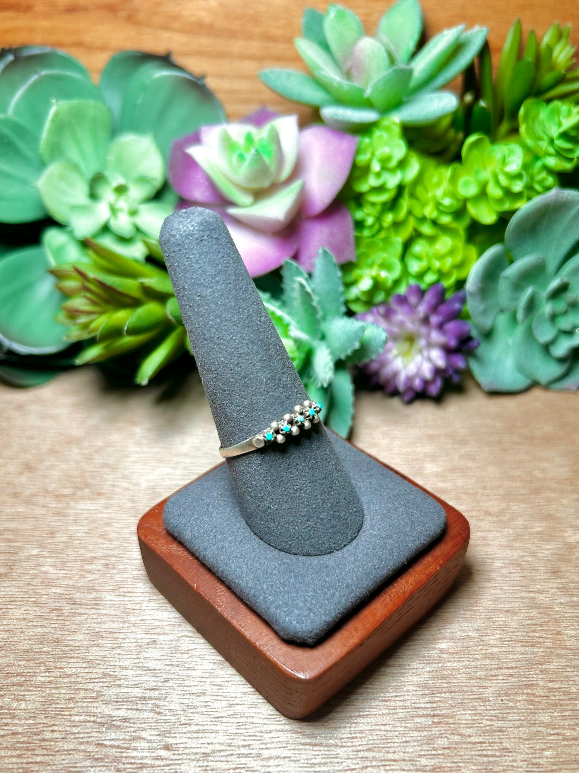 Zuni Made Kingman Turquoise & Sterling Silver Ring Size 9.75