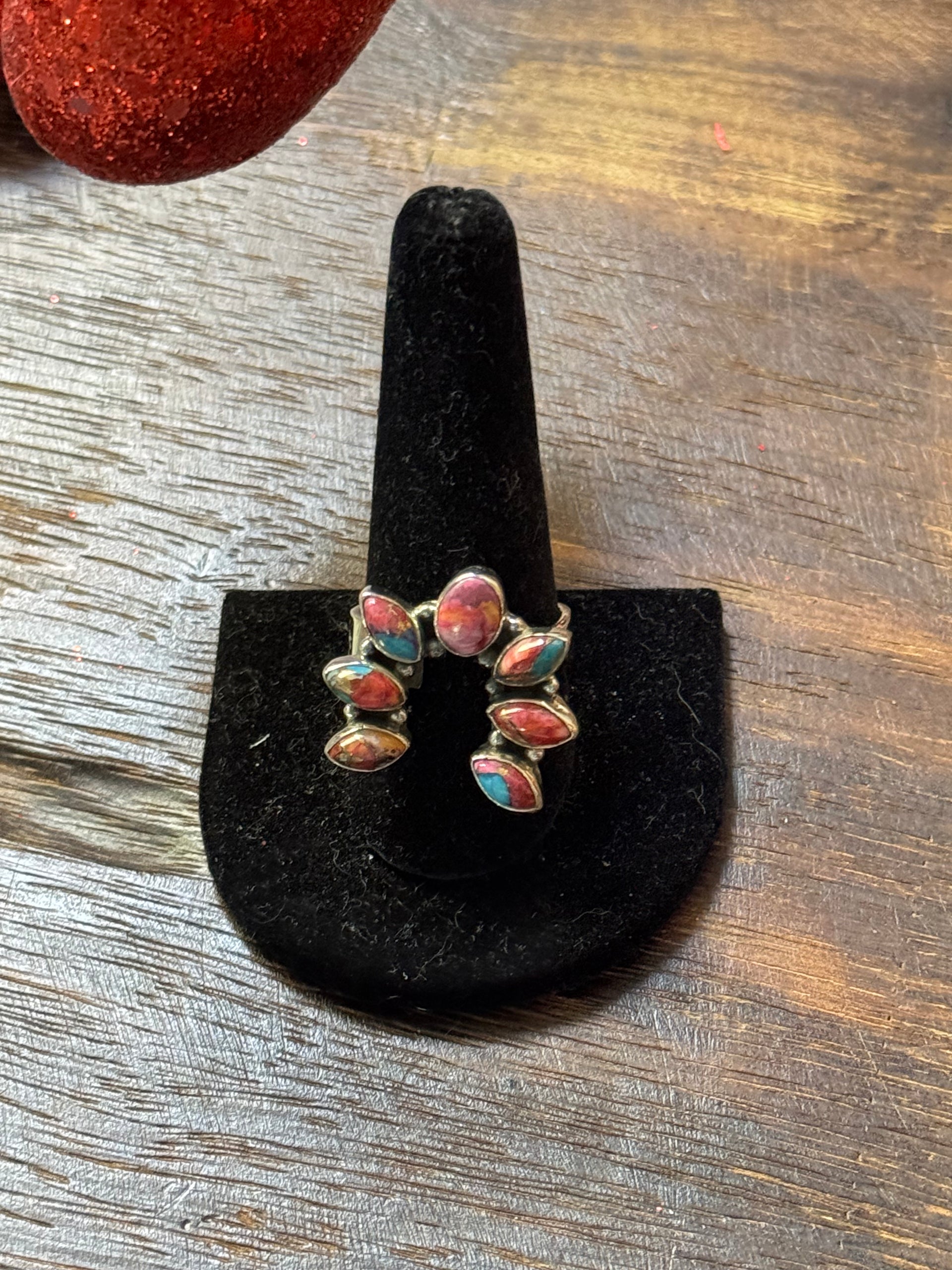 Southwest Handmade Pink Mohave & Sterling Silver Adjustable Naja Ring
