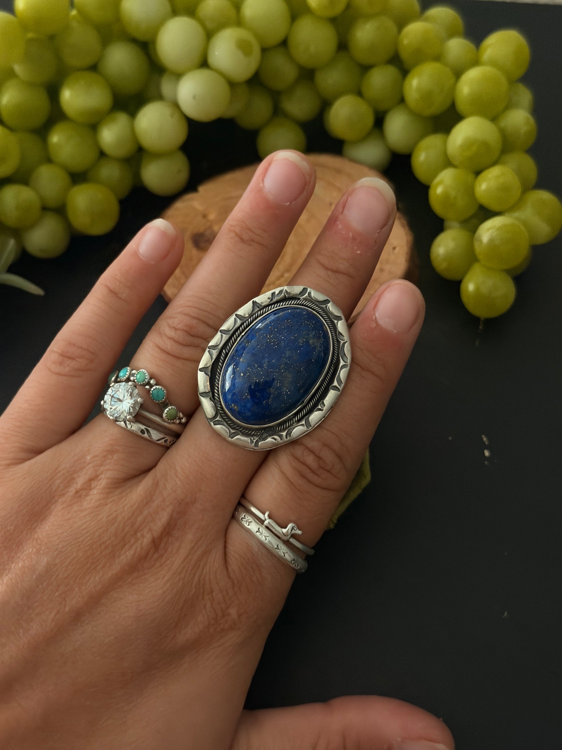 Bensen Bennelly Lapis & Sterling Silver Ring Size 8.5