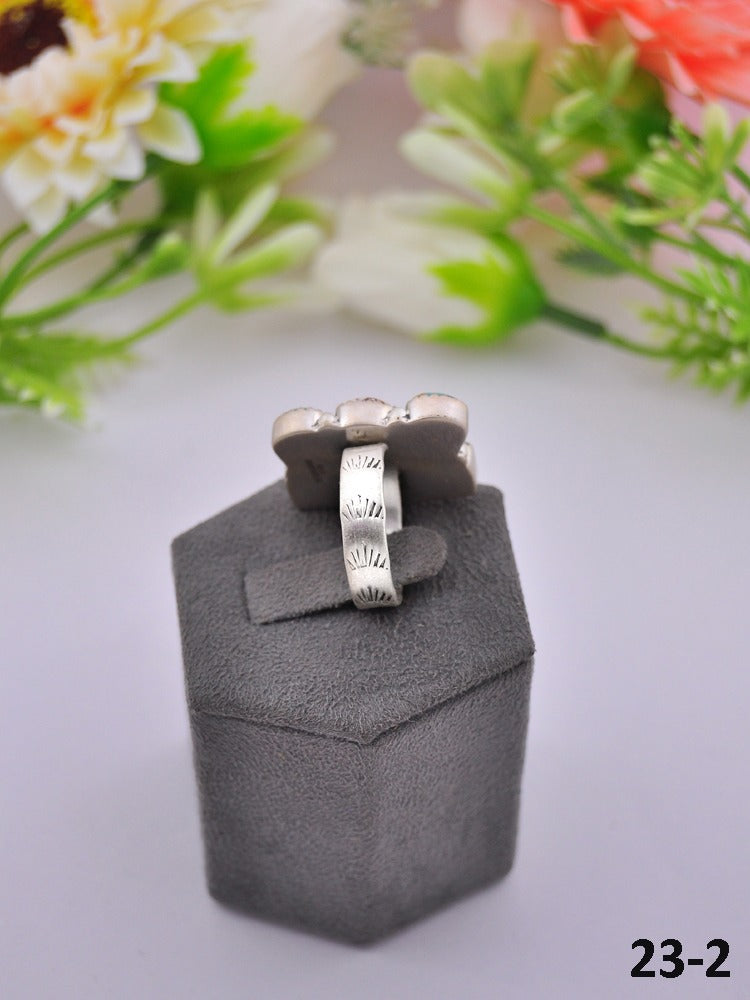Southwest Made Multi Stone & Sterling Sliver Adjustable Ring