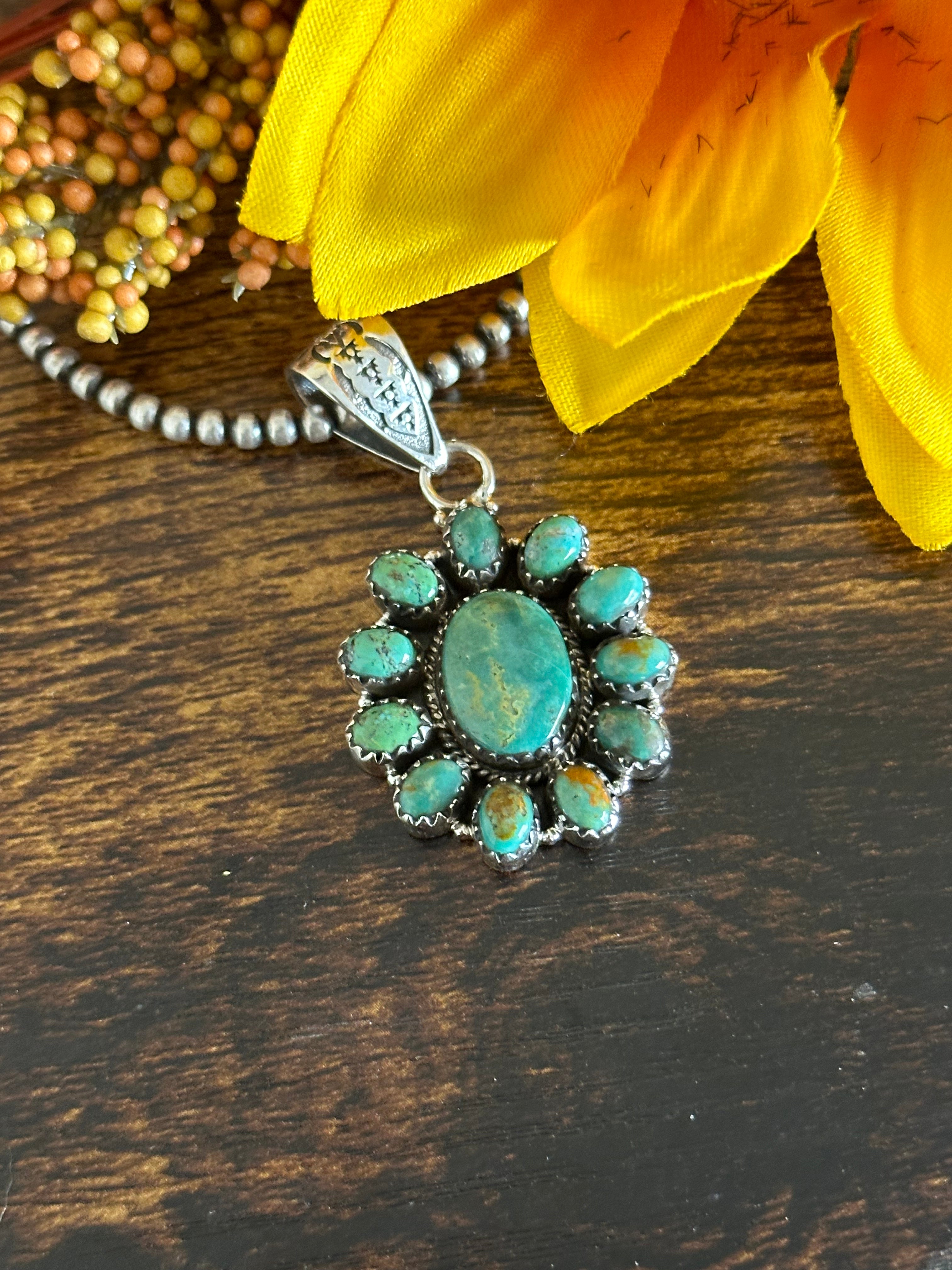 Southwest Handmade Kingman Turquoise & Sterling Silver Pendant