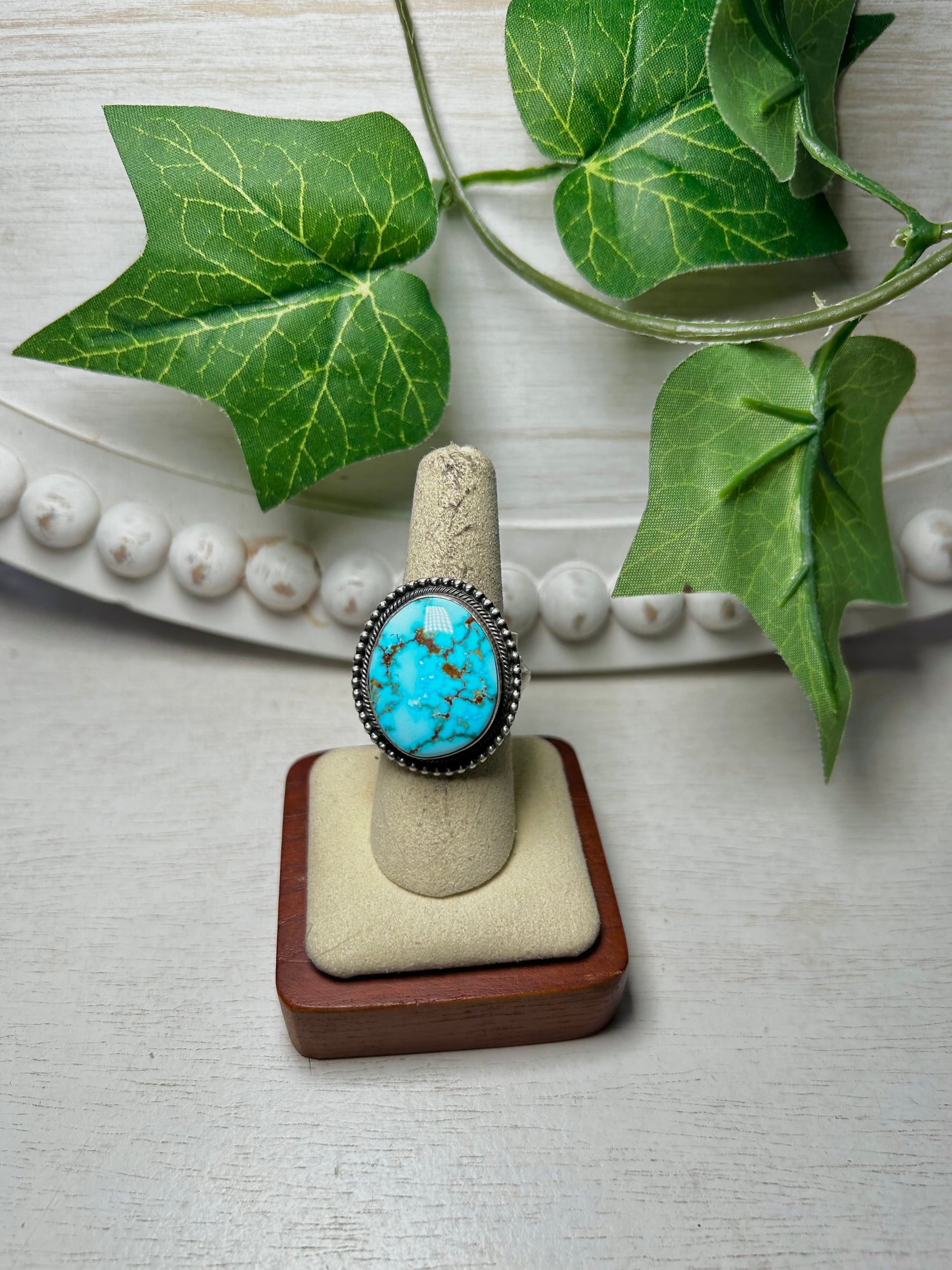 Tillie John Kingman Turquoise & Sterling Silver Ring Size 7.75