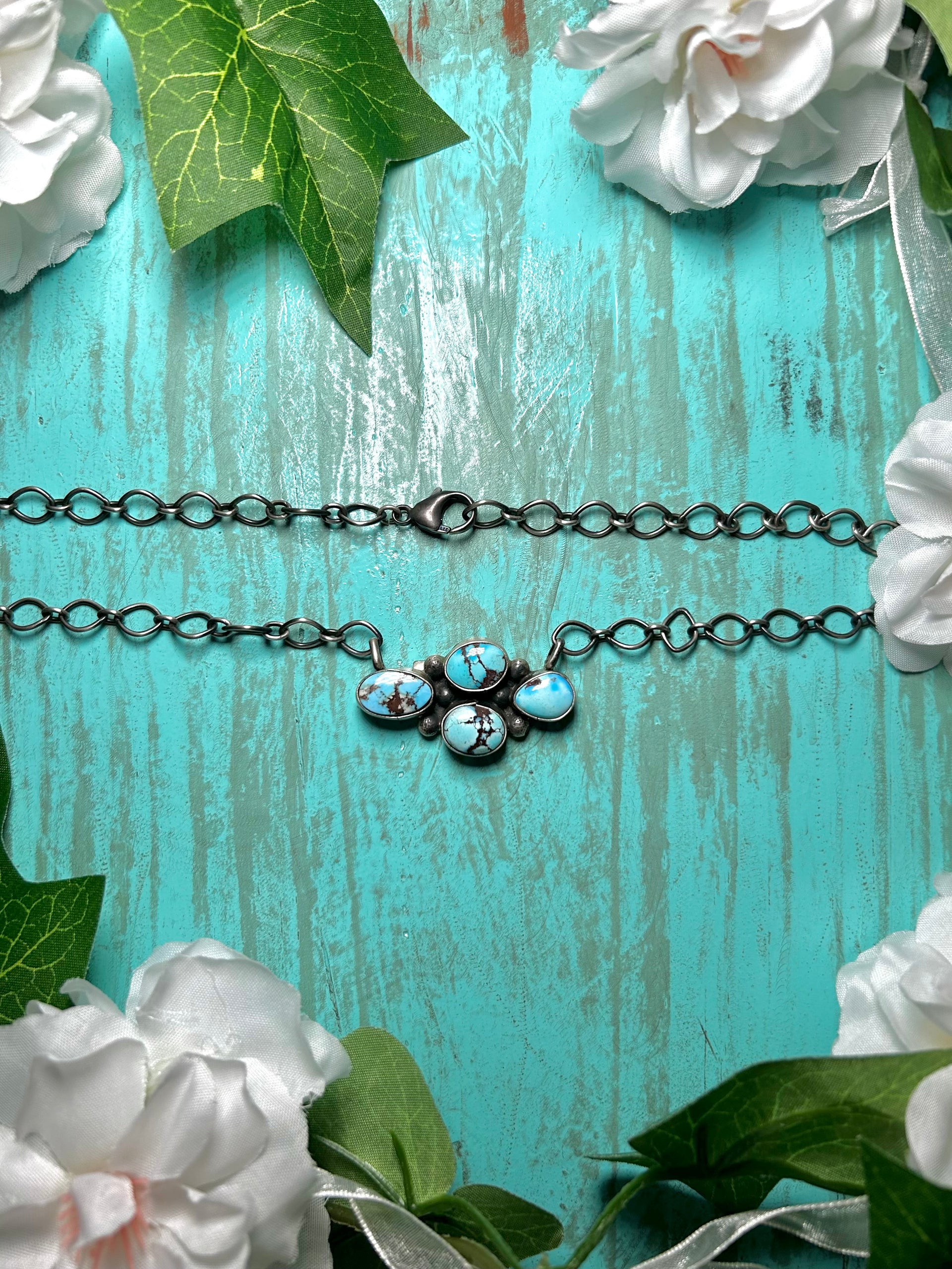 Navajo Made Golden Hill Turquoise & Sterling Silver Necklace