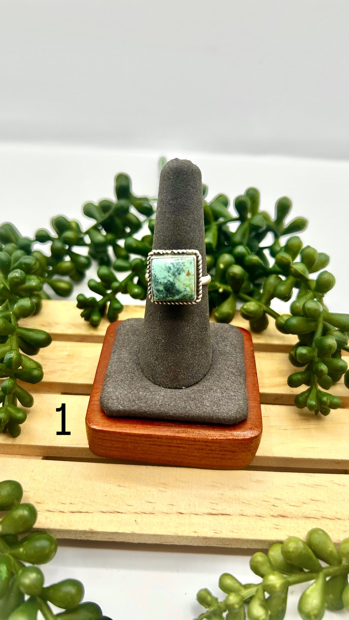 Navajo Made Variscite & Sterling Silver Adjustable Ring