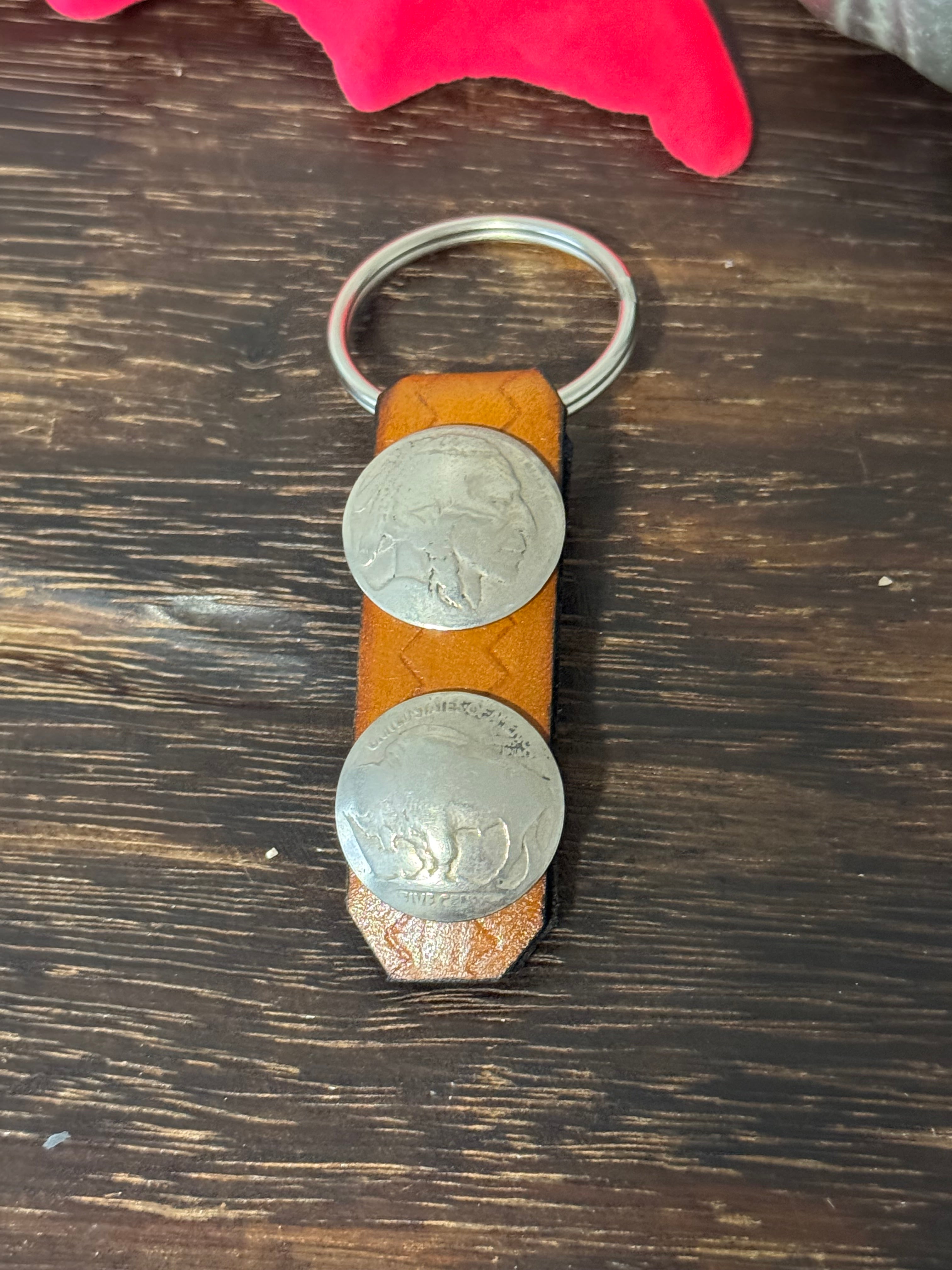 Genuine Leather & Buffalo Nickel Key Chain