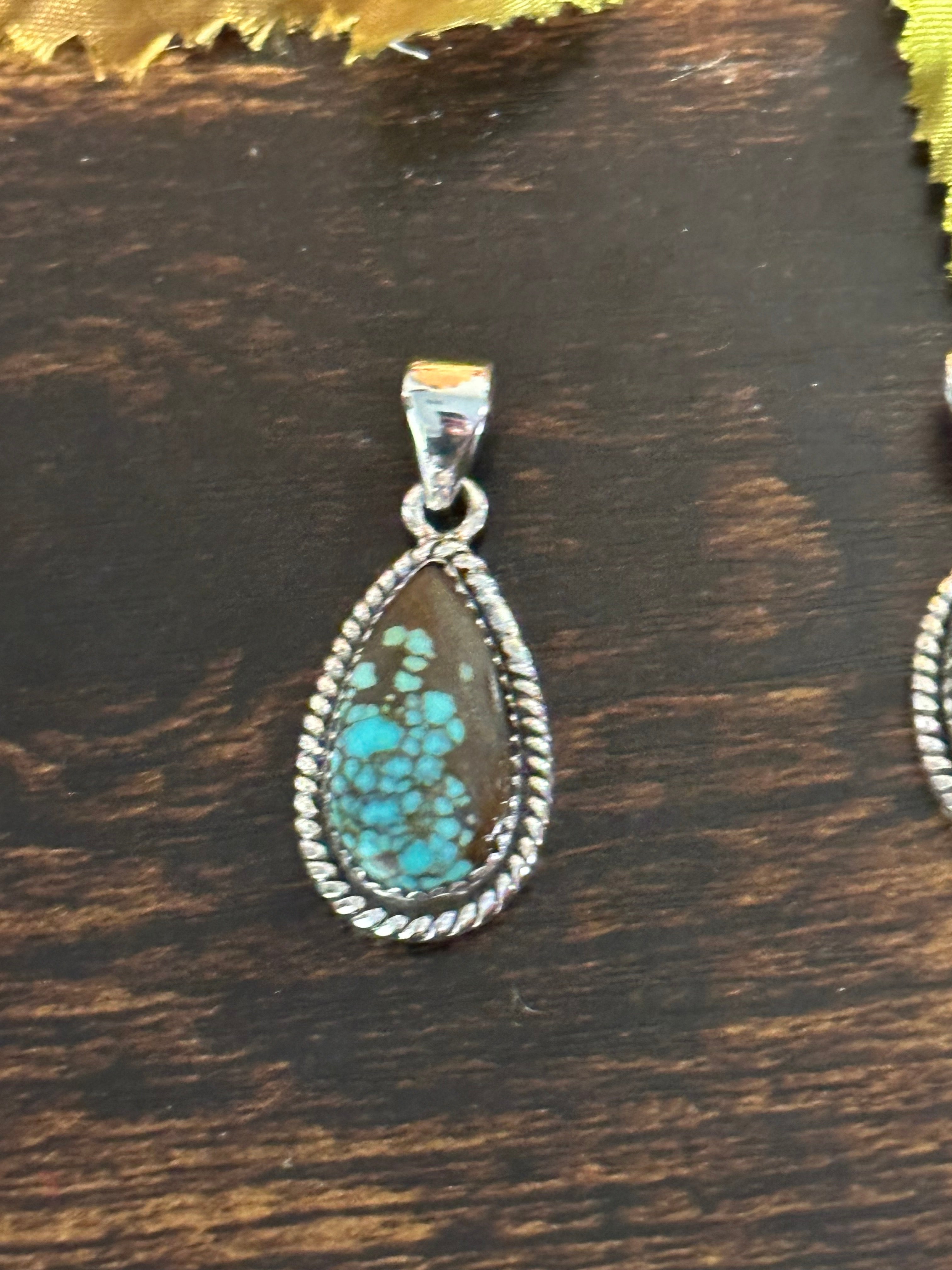 Southwest Handmade #8 Turquoise & Sterling Silver Pendant