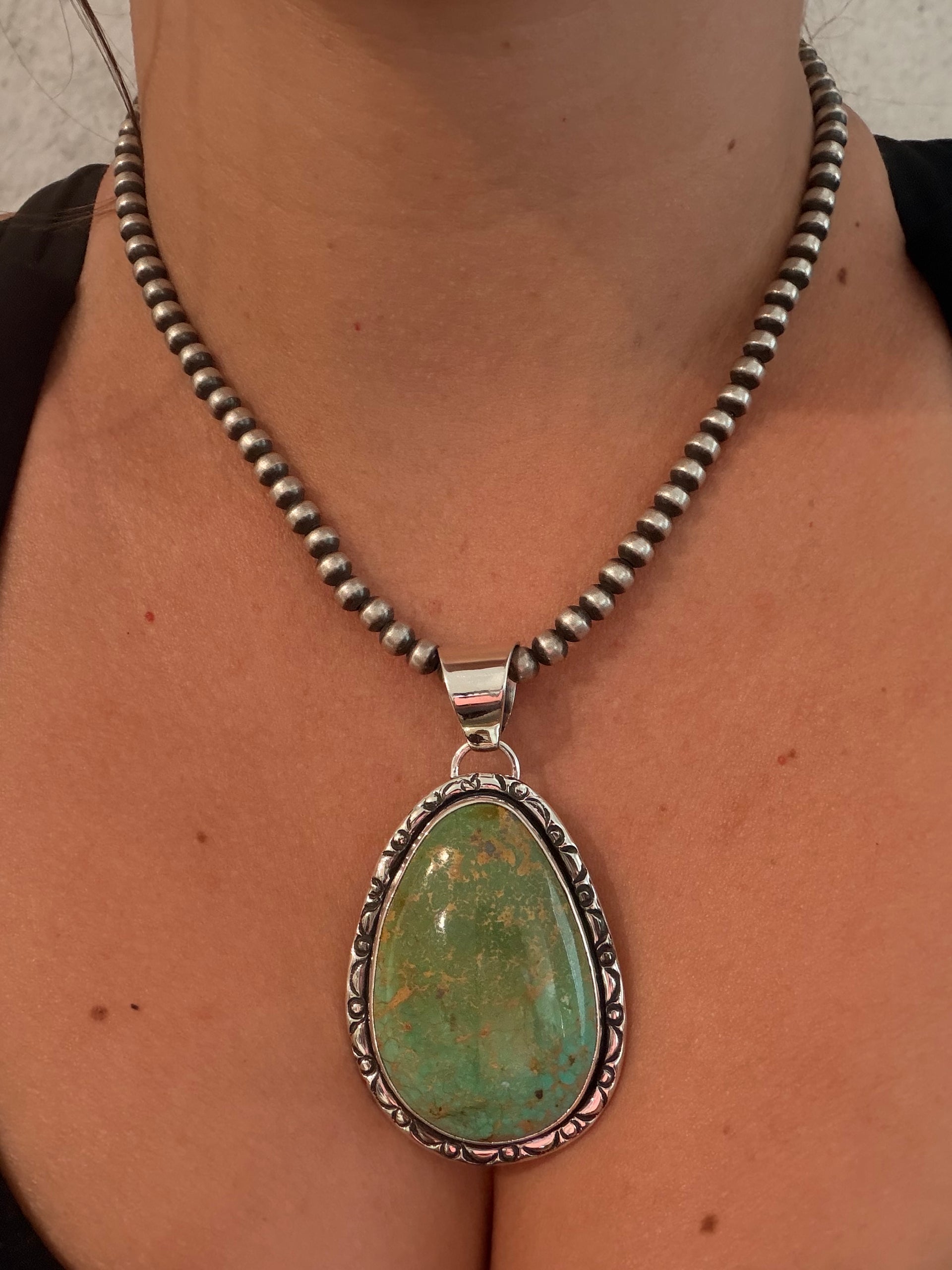 Navajo Made Royston Turquoise & Sterling Silver Pendant