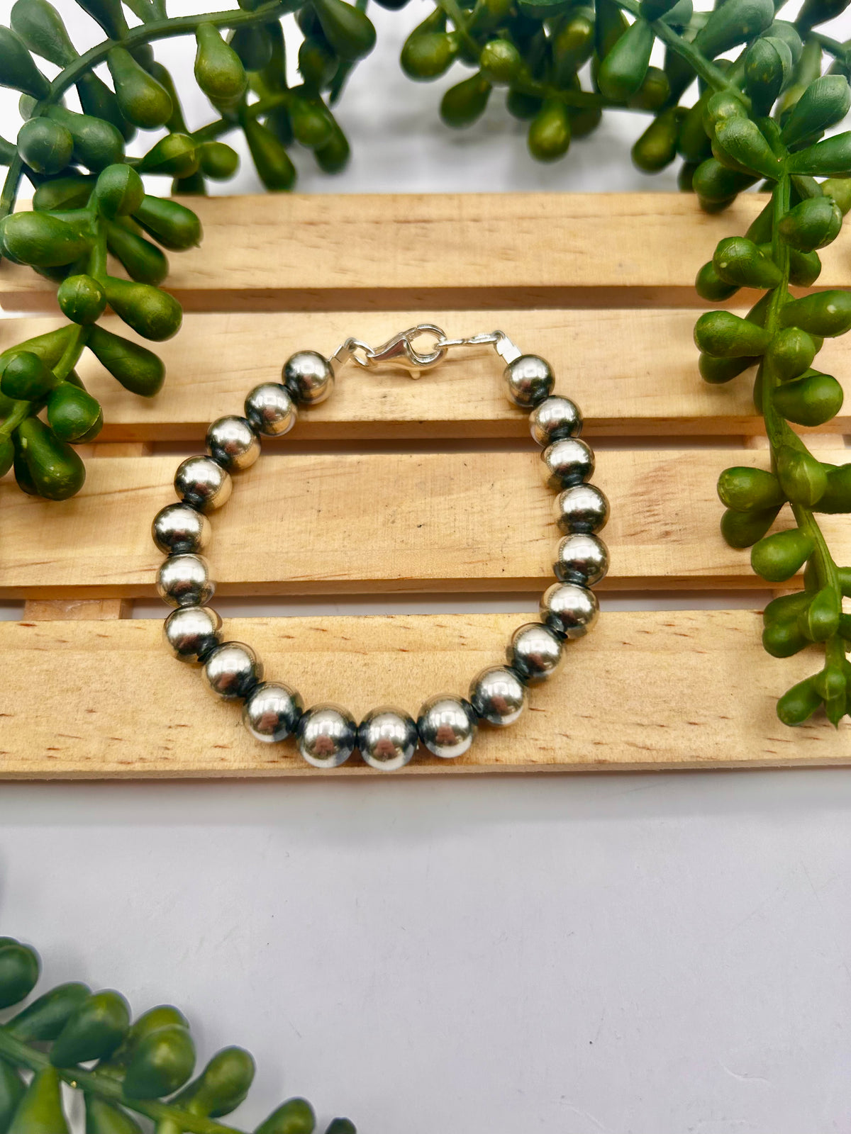 Navajo Strung 8MM Sterling Silver Link  Bracelet