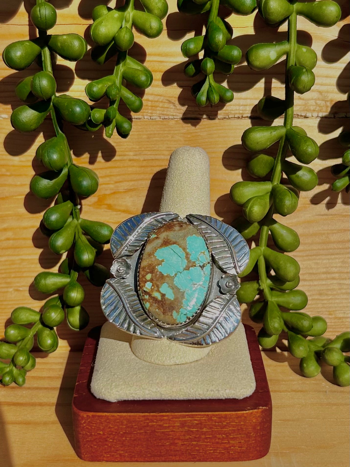 Southwest Number 8 Turquoise & Sterling Silver Ring Size 9.75