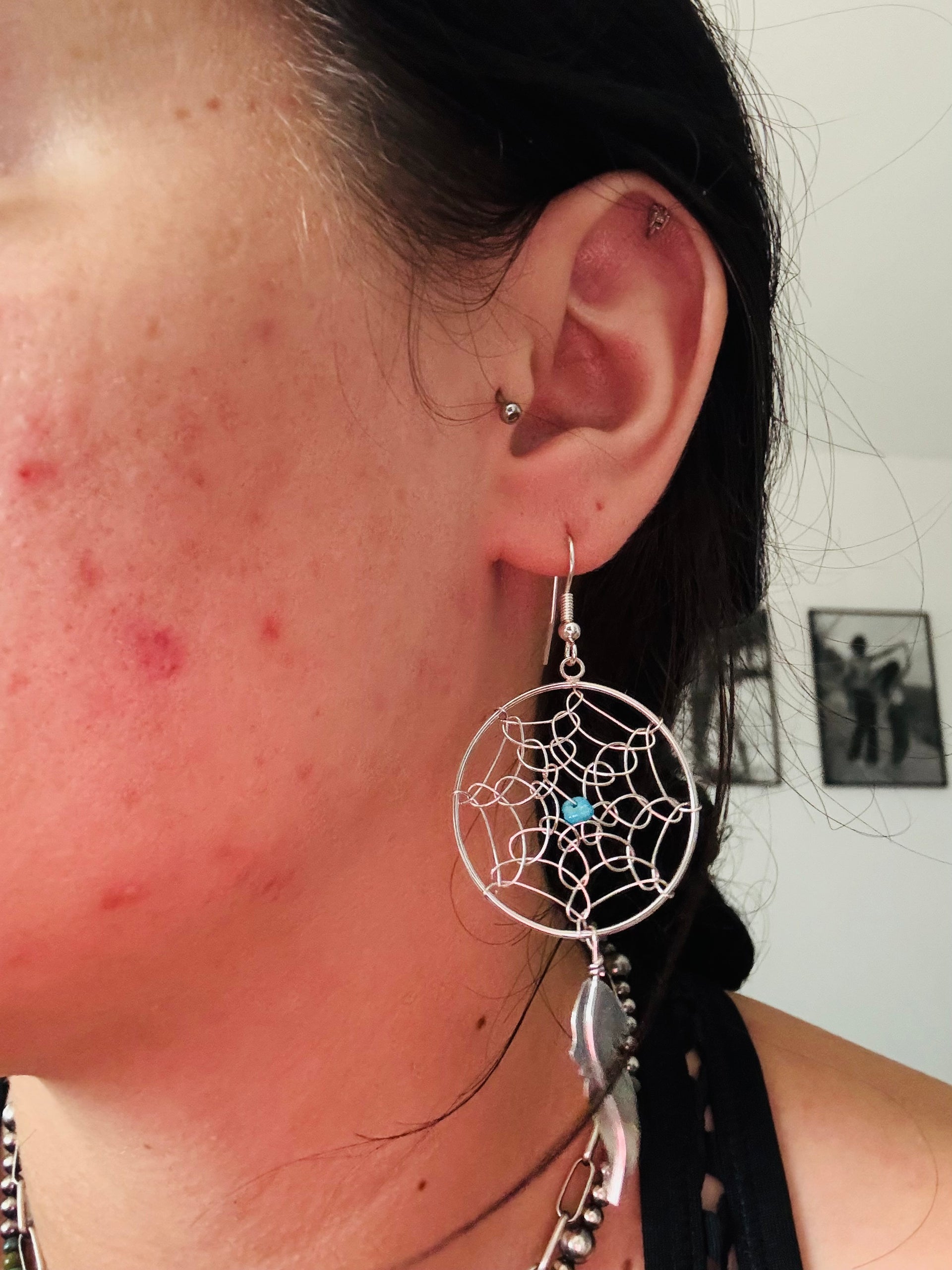 Navajo Made Sterling Silver Dangle Earrings