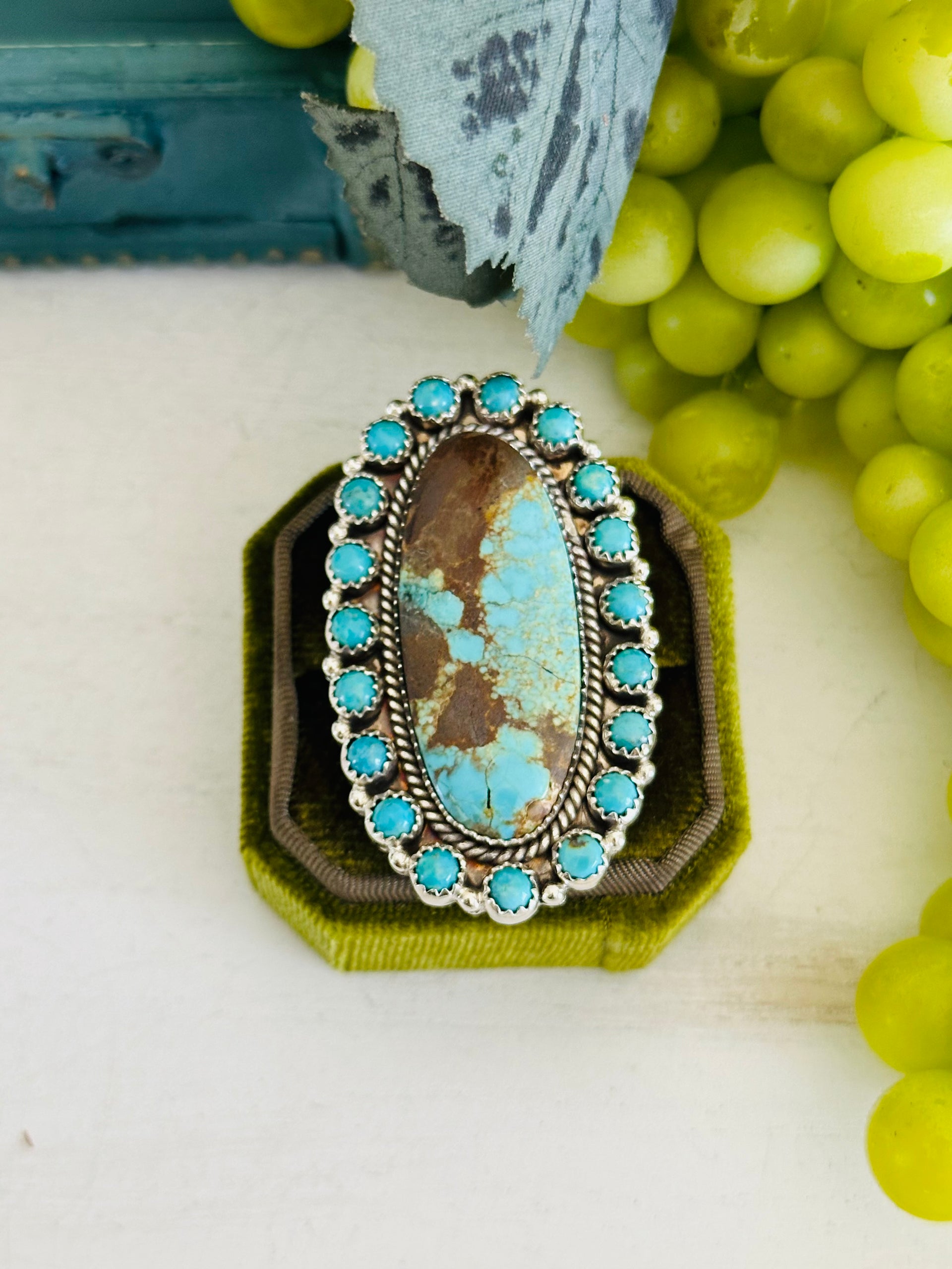 Southwest Handmade Multi Stone & Sterling Silver Cluster Adjustable Ring