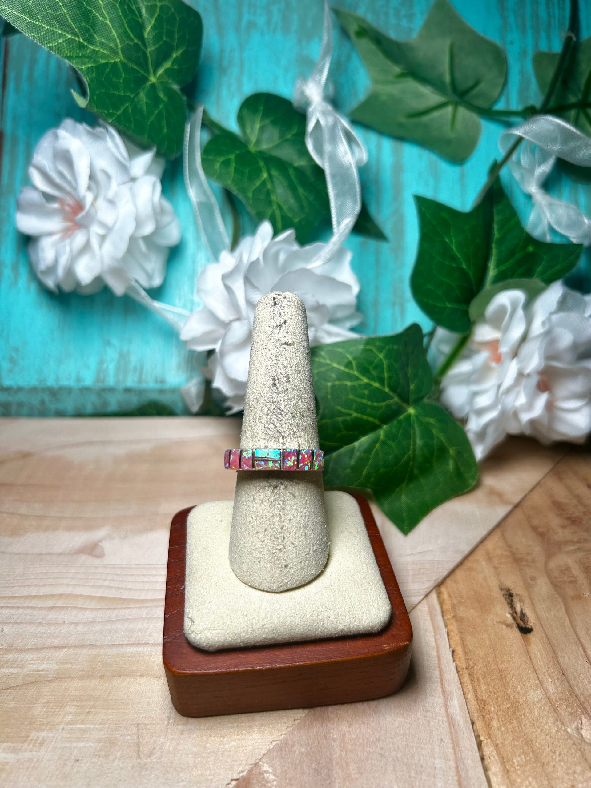 Navajo Made Opal & Sterling Silver Ring Size 8.75