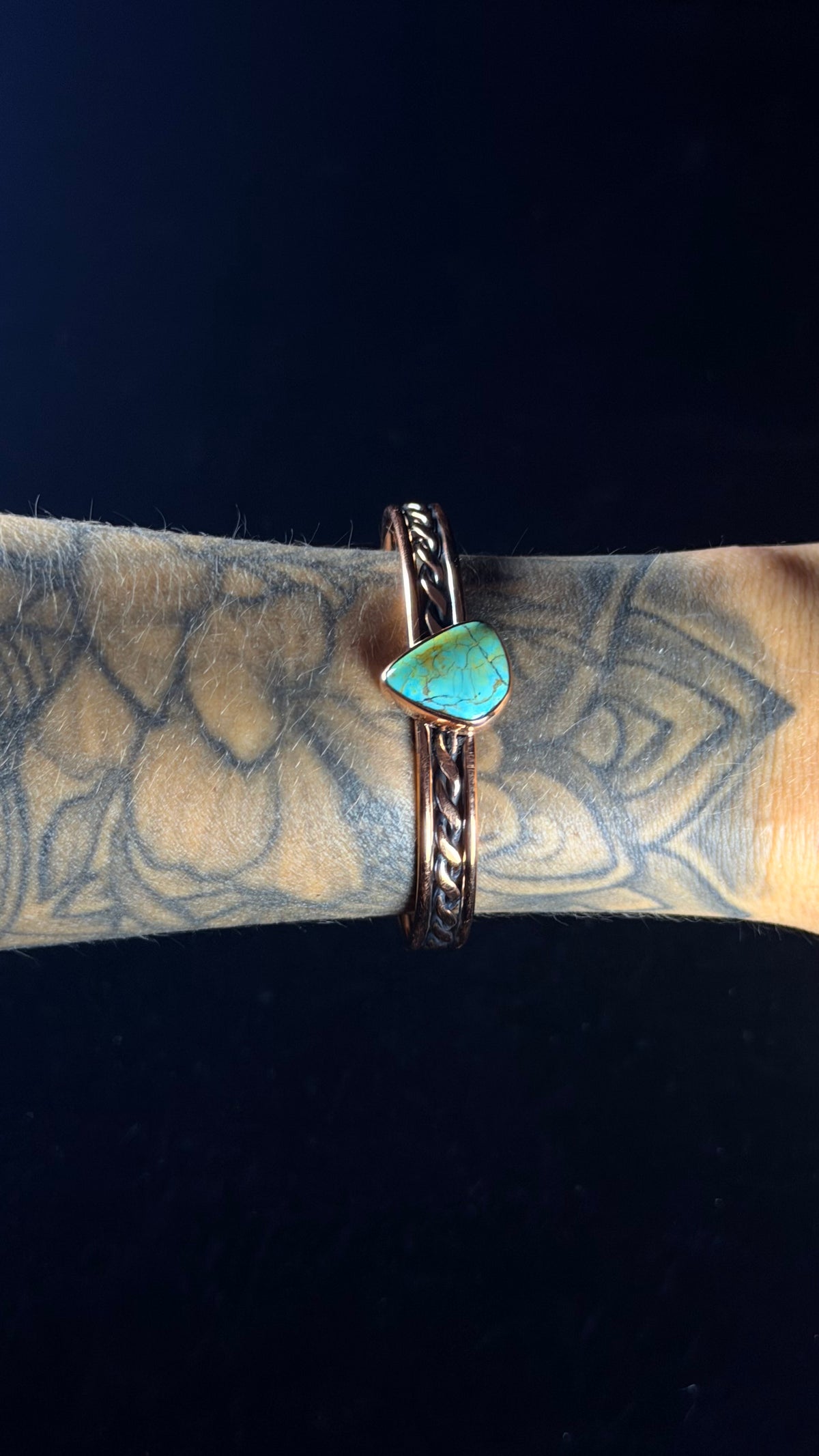 Navajo Made Kingman Turquoise & Copper Cuff Bracelet