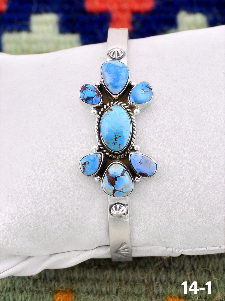 Southwest Handmade Golden Hills Turquoise & Sterling Silver Cuff Bracelet