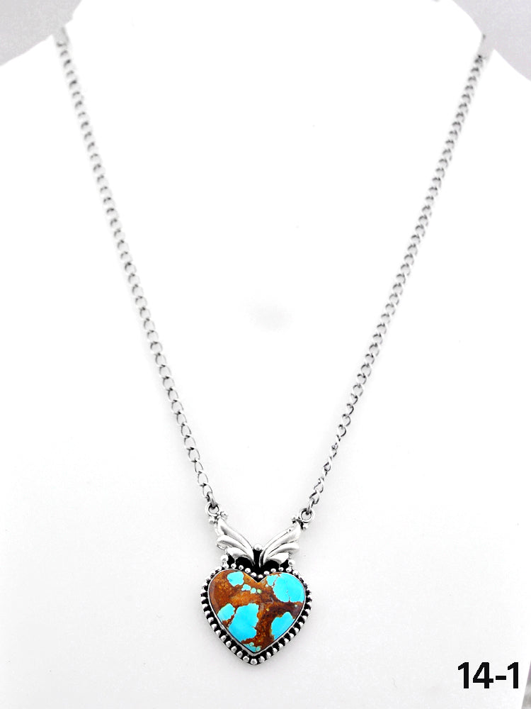 Southwest Handmade Number 8 Turquoise & Sterling Silver Necklace