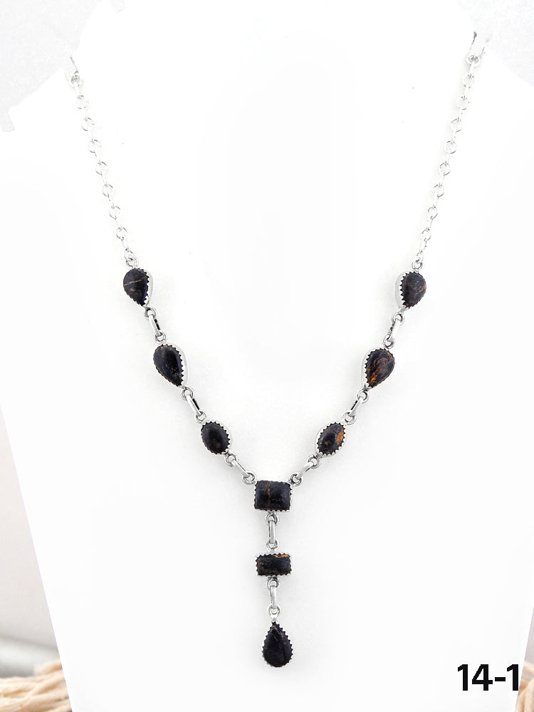 Southwest Handmade Black Jack & Sterling Silver Necklace