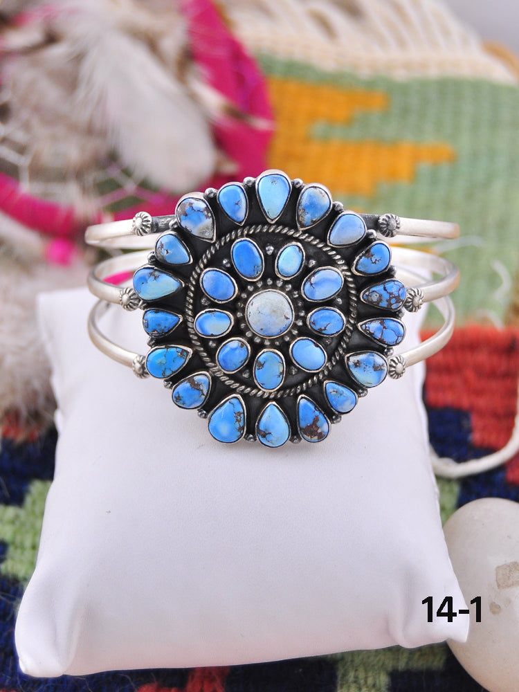 Southwest Made Golden Hill’s Turquoise & Sterling Silver Cuff Bracelet