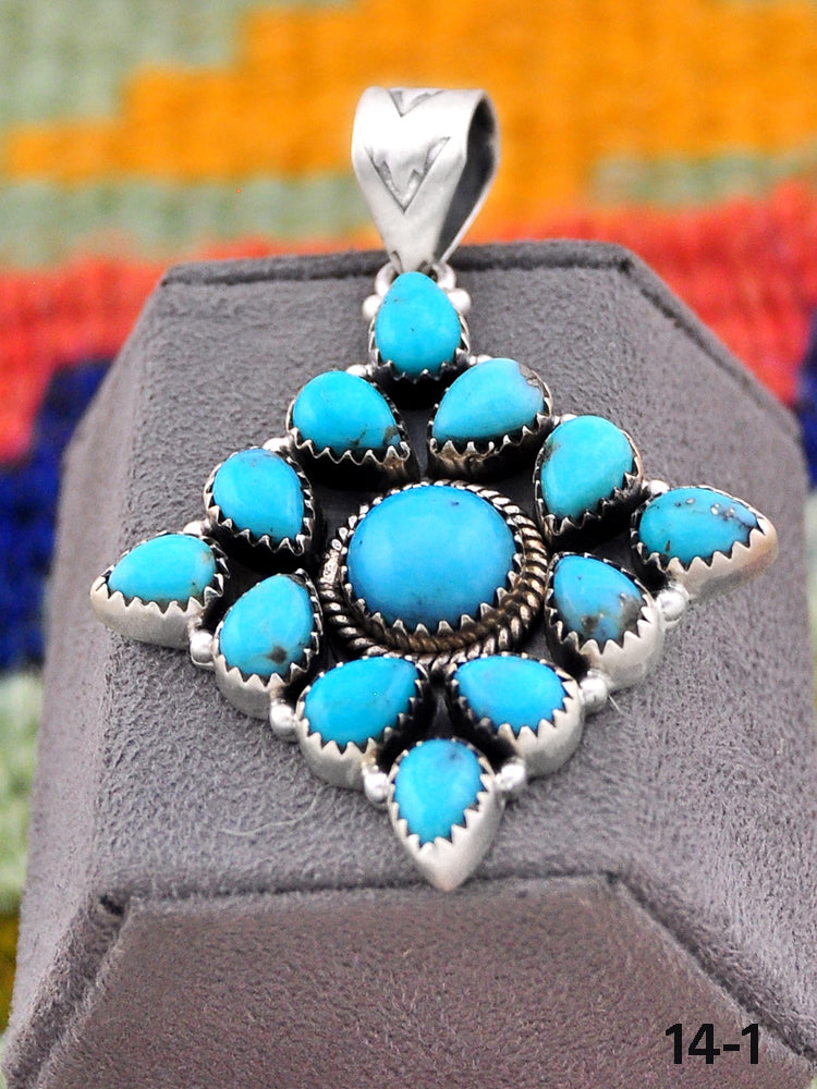Southwest Made Kingman Turquoise & Sterling Silver Pendant