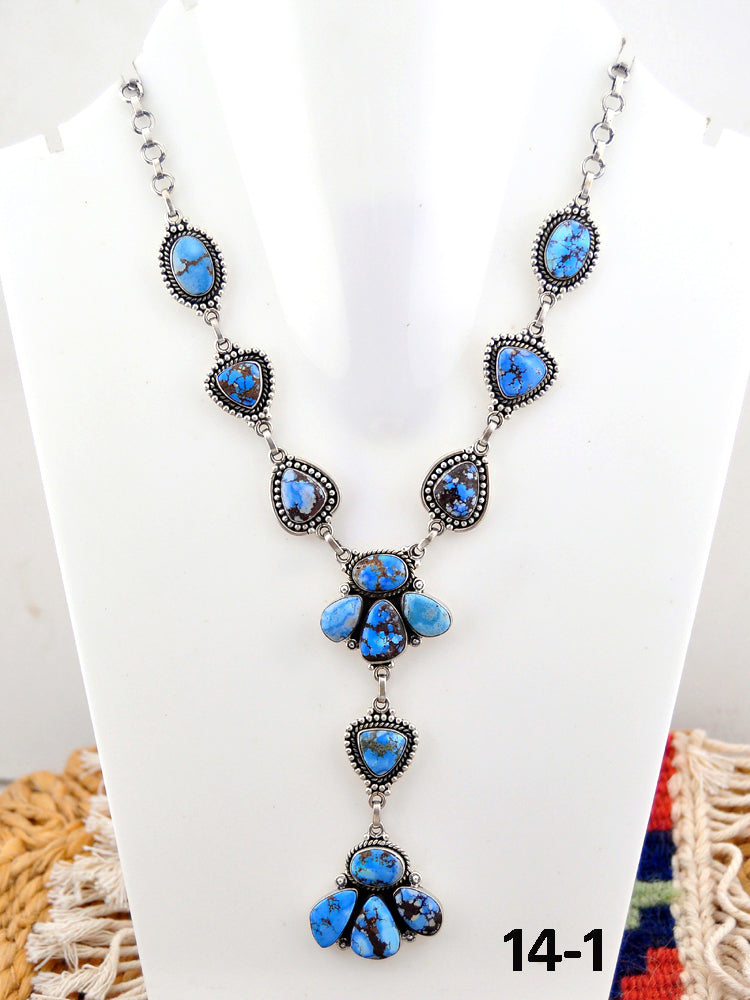 Southwest Handmade Golden Hill’s Turquoise & Sterling Silver Necklace