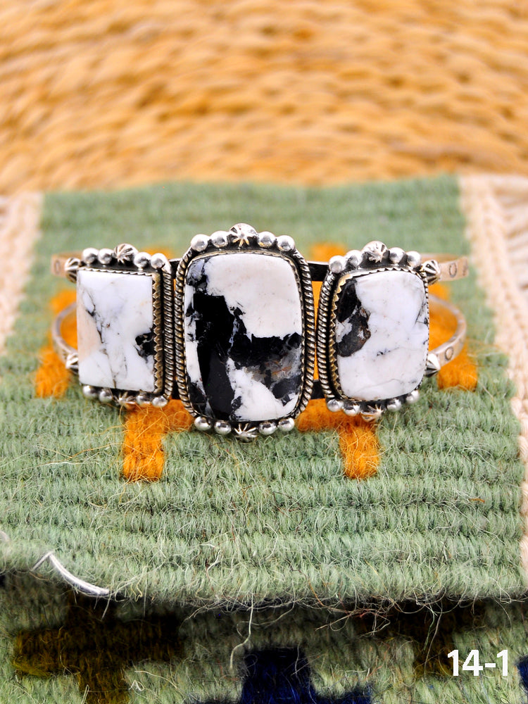 Southwest Handmade White Buffalo & Sterling Silver Cuff Bracelet