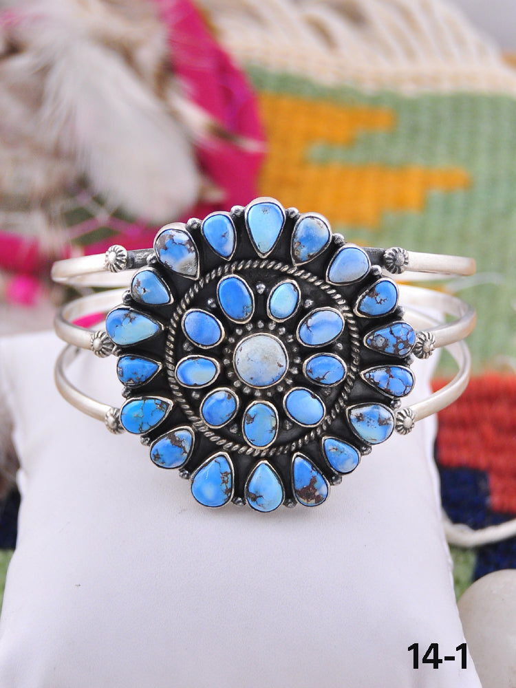 Southwest Made Golden Hill’s Turquoise & Sterling Silver Cuff Bracelet
