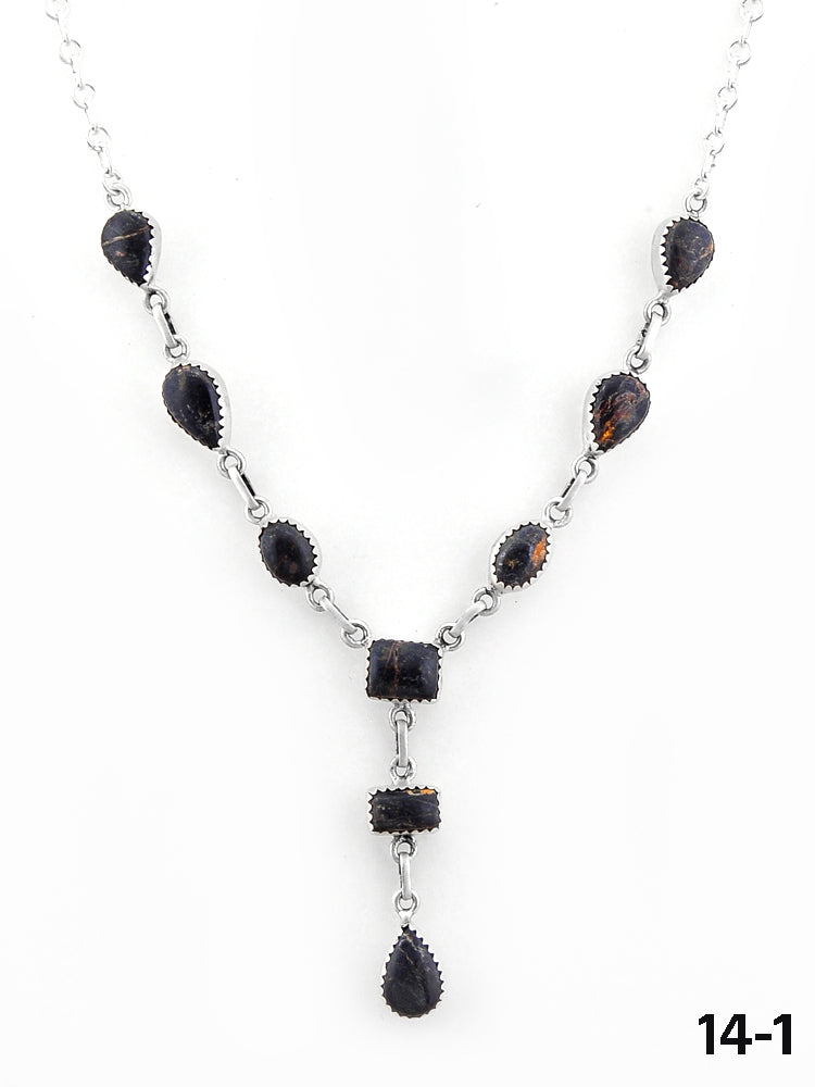 Southwest Handmade Black Jack & Sterling Silver Necklace